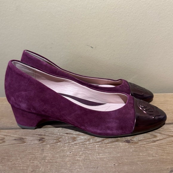 Taryn Rose Suede Wedge Pumps Babe Fig 10 B - Picture 2 of 9